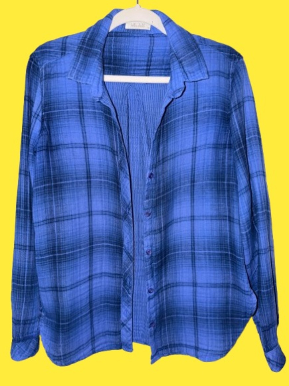 Bella Dahl Blue Plaid Lightweight Button Down | Size M